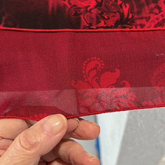 DRESSBARN NEW 3X SHEER DECORATIVE RED, BLACK HIGHLIGHTED WITH GOLD TOP - Picture 7 of 9